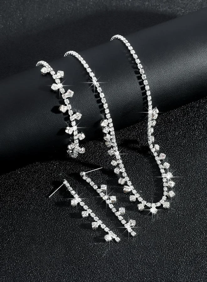 تايك تو طقم مجوهرات 3 قطع عقد وسوار وأقراط منمقة